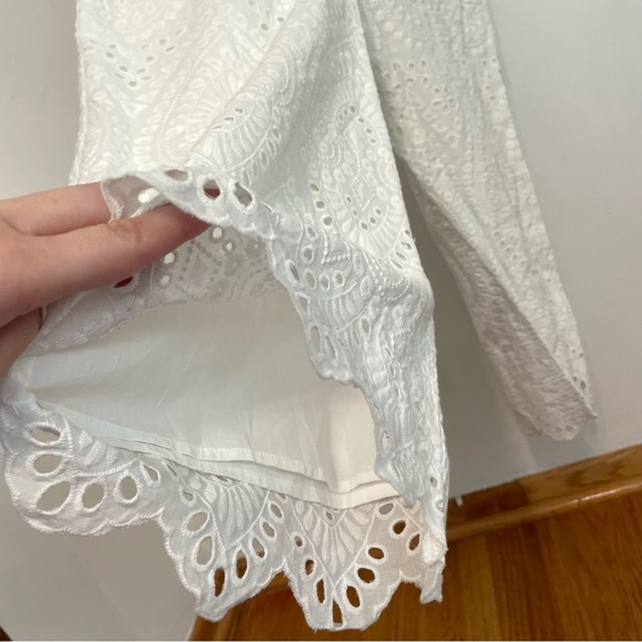 NEW NWT TRINA TRINA TURK Scallop Hem Eyelet Cropped Jumpsuit Cream Ivory ?? Boho - Picture 8 of 16